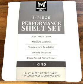 Members Mark 193968294250 500 Thread Count King Size Sheet 6 Pc Set Arctic White Fitted Members Mark 193968294250 500 Thread Count King Size Sheet 6 Pc Set Arctic White Fitted