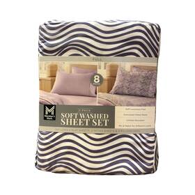Members Mark 193968296438 8-piece Soft Washed Sheet Set 2 Pack Air Wave Lavender Full