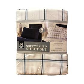 Members Mark 193968296445 8-piece Soft Washed Sheet 2 Pack Navy White/blue Plaid Full Members Mark 193968296445 8-piece Soft Washed Sheet 2 Pack Navy White/blue Plaid Full