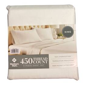 990009445 Members Mark 450-thread-count Solid 4 Piece Sheet Set Arctic White King