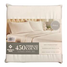 990009446 Members Mark 450-thread-count Solid 4 Piece Sheet Set Arctic White Full