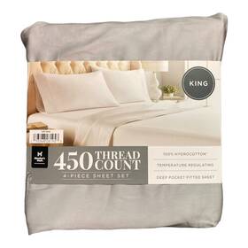 990009450 Members Mark 450-thread-count Solid 4 Piece Sheet Set Soft Silver King