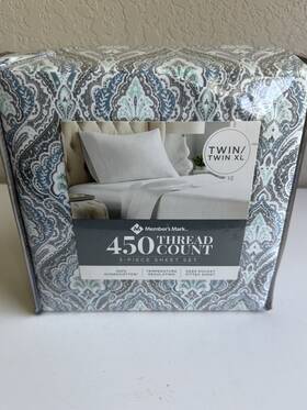 B0b199w4ld Members Mark 450-thread Count Sheet Set Chambord Twin/twin Xl 100% Hygrocotton