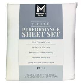 193968294175-p Members Mark Cl 500 Thread-count Performance Solid Sheet Set 6 Piece Full Size