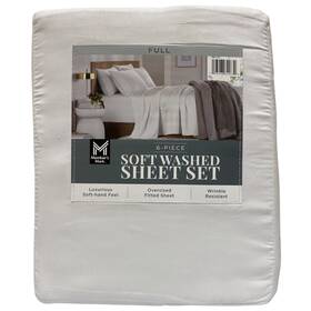 193968349639-p Members Mark Ny Soft Washed Recycled Microfiber 6-piece Sheet Set Full White