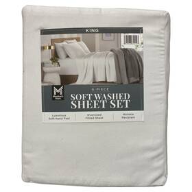 193968350123-p Members Mark Ny Soft Washed Recycled Microfiber 6-piece Sheet Set King Arctic