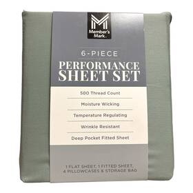 193968389802-p Members Mark Ny 500 Thread-count Performance Solid Sheet Set 6 Piece
