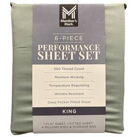193968389826-p Members Mark Ny 500 Thread-count Performance Solid Sheet Set King 6 Piece