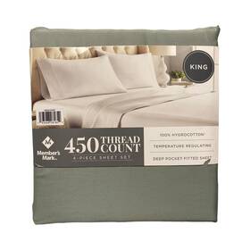 Smmh-ss-twin-04 Members Mark 450-thread-count Solid 4 Piece Sheet Set King Green River