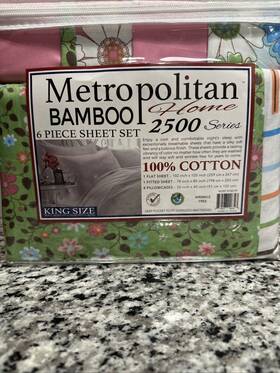 Metropolitan 859577006393 Bamboo 2500 6pc Sheet Set California King Size 100% Cotton