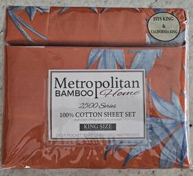 Metropolitan 859577006409 Bamboo 2500 Series King Size Floral Sheet Set 100% Egyption Cotton