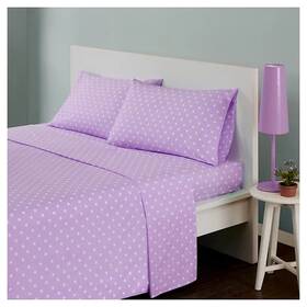 51993113 Mi Zone Twin Polka Dot Printed Cotton Sheet Set Purple