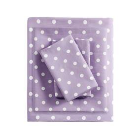 52002156 Mi Zone Queen Polka Dot Printed Cotton Sheet Set Purple