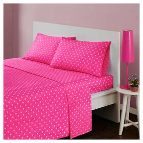 52585729 Mi Zone Twin Polka Dot Printed Cotton Sheet Set Dark Pink