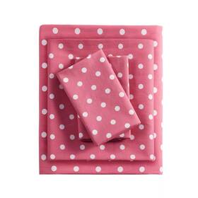 52585734 Mi Zone Queen Polka Dot Printed Cotton Sheet Set Dark Pink