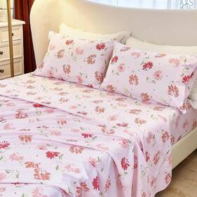 Micoral 445003951950 Floral Queen Sheet Set 4-piece Boho Printed Bed Sheets 16 Inch Deep Pocket