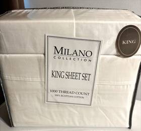 Milano Collection 678311444440 King Sheet Set 1000 Thread Count 100% Egyptian Cotton White