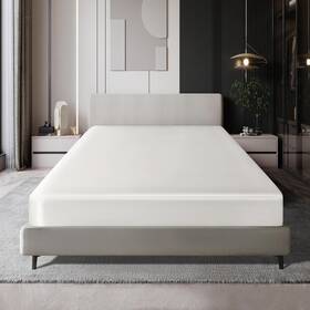 Yuyu220322-139 Milvowoc Queen Satin Fitted Sheet - Ivory White Soft Bottom 1 Piece