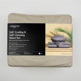 11922-kg-sg-2 Miracle Made Sheet Set King Luxe Self-cooling Self-cleaning Sateen Sand Tan Nwt