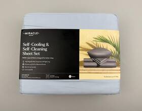 11943-qn-sb-2 Miracle Made Self Cooling Cleaning Sheet Set Queen Luxe Sateen Blue