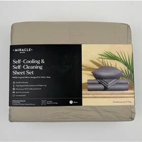 12827-qn-sn-2 Miracle Made Sheet Set Queen Cooling Self Cleaning Sand Tan Luxe Sateen Nwt