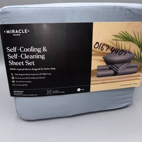 12857-kg-sl-2 Miracle Made Sheet Set King Luxe Self-cooling Self-cleaning Slate Blue Nwt