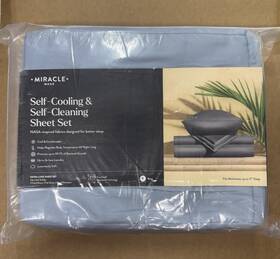 Miracle Made 12865-kg-sl-2 Extra Luxe Self-cooling Self-cleaning King Sheet Set Light Blue
