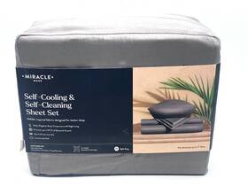 12887-skg-st-2 Miracle Made Self-cooling And Cleaning Sheet Set Extra Luxe Split King Size Gray
