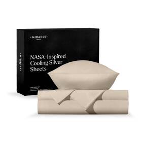 Miracle Made 850044028870 Luxe Cooling Bed Sheets Inch Stonesplit King 4 Piece Silver Infused 300threadcount Th