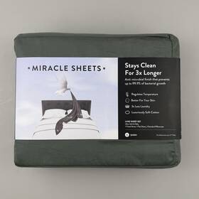 11900-qn-sg Miracle Sheets Made Luxe Sheet Set Queen Self Cleaning Sateen Cotton Sage Green New