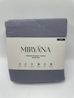 Miryana 400606829737 Washed Organic Cotton Sheet Slate Blue Twin Set 3pcs