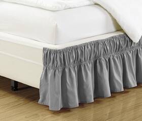Comin18ju023870 Mk Home Collection Wrap Around Style Easy Fit Elastic Bed Ruffles Twin-full Grey Comin18ju023870 Mk Home Collection Wrap Around Style Easy Fit Elastic Bed Ruffles Twin-full Grey