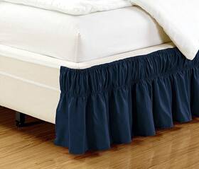 Comin18ju038083 Mk Home Collection Wrap Around Style Easy Fit Elastic Bed Twin-full Navy Blue