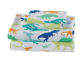 Mk Home Llc 665752467800 4pc Full Size Sheet Set Boys Dinosaurs Green Blue Orange White New