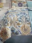 Mlns New King Size Comfort Set Blue Gold Floral Reversible 8 Pc 734737449527