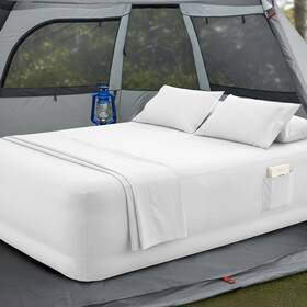 15mcs-4pc-21in-air-twin-white Mocassi 4-piece Extra Deep Pocket 16-24 Inch Air Mattress Bed Sheet Set- 4pc Se