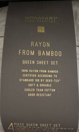 Rn-29360 Modavari Home Fashions Rayon From Bamboo Queen Sheet Set Gray Oeko-tex