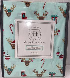 Modern. Southern. Home. 086569590084 Microfiber Twin/twin Xl Sheet Set Super Soft Fun Reindeer