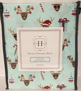 Modern. Southern. Home. 086569590107 Microfiber Queen Sheet Set Super Soft Fun Reindeer