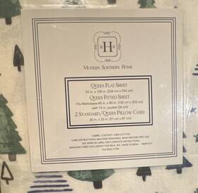 15119 Modern. Southern. Home. Rn#15119 Queen Flannel Sheet Set 100% Cotton Christmas Tree