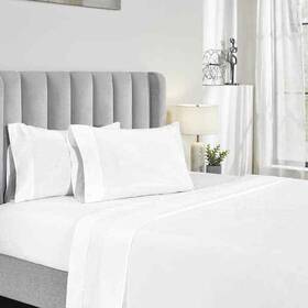 Modern Threads 645470309385 200 Thread Count White Soft Comfort Organic Cotton Queen Fitted Flat Sheet Set