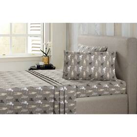 Modernist By Ron Chereskin 060512526066 Flannel Dog Sheet Set Gray Queen