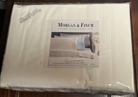 Morgan & Finch 608381352079 And 500 Thread Count Bamboo Cotton Caton Queen 4 Pc Sheet Set White