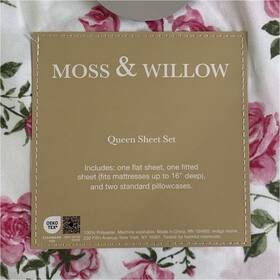 Moss & Willow Ca-70436 And Queen Sheet Set Pink Floral 100% Polyester Oeko-tex