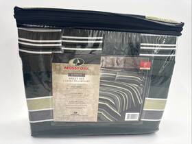 Mossy Oak 894190099953 Full Size Sheet Set 6 Piece Green Striped Hunting Lodge Cabin New