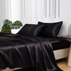 Mr&hm 445005777749 Satin Bed Sheets Queen Size Set 4 Pcs Silky Bedding