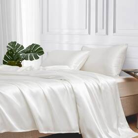 Mr&hm 789605779954 Satin Bed Sheets Queen Size Set 4 Pcs Silky Bedding With 15 Inch