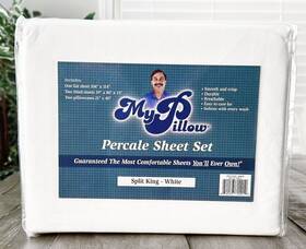 74485-01 My Pillow Split King White 250 Thread Count Percale Cotton 5 Piece Sheet Set 74485-01 My Pillow Split King White 250 Thread Count Percale Cotton 5 Piece Sheet Set