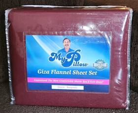 My Pillow 810031210336 Giza Flannel Queen Sheet Set Burgundy