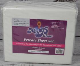 My Pillow 840193711976 Mypillow 100% Cotton Percale 4 Piece Sheet Set Queen Milky White New
